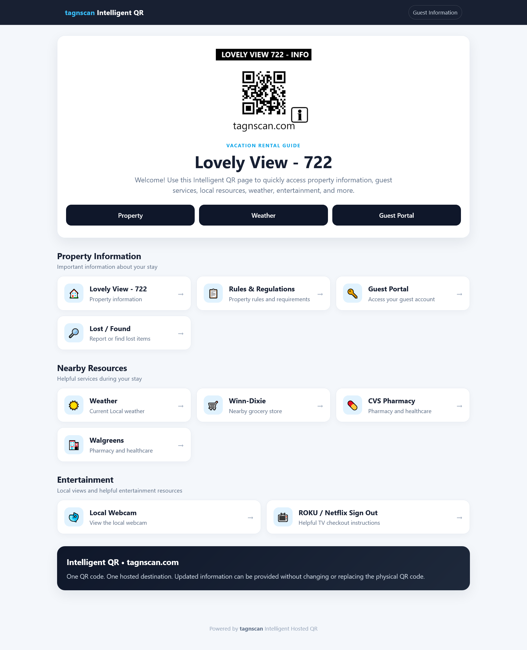Example of an Intelligent QR hosted web page